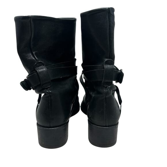 Stuart Weitzman Ranch Dressing Boots Moto Buckle Leather Black Size US 6 - Picture 8 of 13